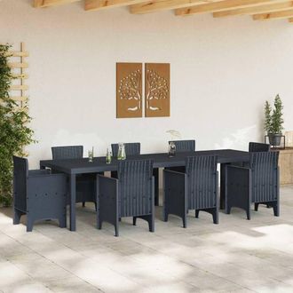Berkfield Home Garden Table Anthracite 300x100x73 cm Poly Rattan in Charcoal | Size: 300 x 100 x 73 cm