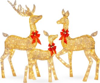 Best Choice Products 3-Piece Lighted Christmas Deer Set Outdoor Yard Decoration with 360 LED Lights, Stakes