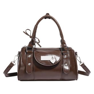 Generic PU Leather Ballet Bowling Shoulder Bag Sling Bag Lovely Handbag (Coffee) (Coffee)