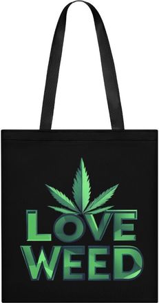 Generic I Love Weed Womens Tote Casual Shopping Bag Lightweight Shoulder Bags Hobos Handbag for Work Travel Daily 35x40cm