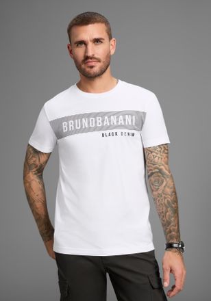 Bruno Banani T-Shirt BRUNO BANANI, Herren, Gr. XXL (60/62), weiss (wei&szlig;), Single Jersey, Obermaterial: 100% Baumwolle, bedruckt, schmal, Rundhals, Shirts T-Shirt, 