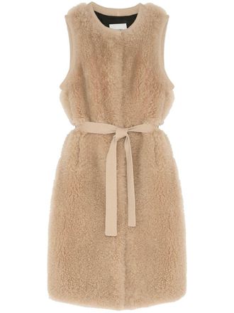Yves Salomon belted shearling gilet - women - Lambs Wool/Sheep Skin/Shearling - 36 - Neutrals