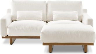 Castlery Performance Fabric Loveseat with Removable Covers and Ottoman - White, Dark Brown | Mori by Castlery