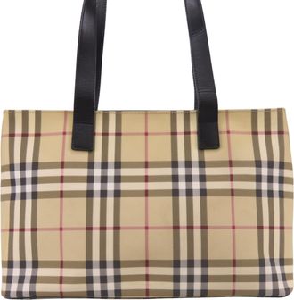 Burberry Beige Black Pvc Leather Tote Bag (Pre-Owned)