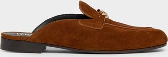 Versace 20mm Medusa Suede Loafer Mules