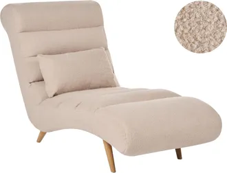 Beliani Chaise Longue Moderna De Boucl&eacute; Div&aacute;n Sala De Estar Patas Efecto Madera Beige Rives