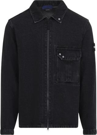 Stone Island Jassen, Heren, Zwart, XL, Katoen, Overshirt Vj 902