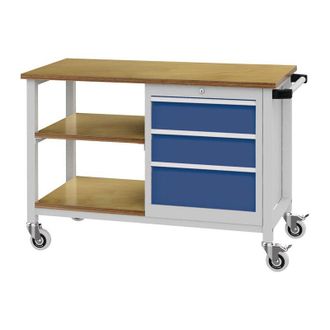 OEM Banco De Trabajo A1200xf540xh880mm Multiplex De Haya Gris Claro / Azul Se&ntilde;al 4 Cajones