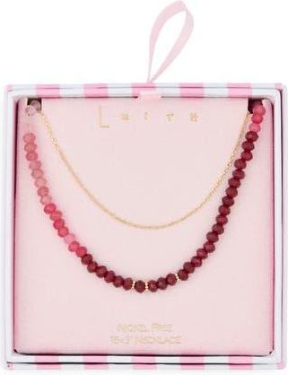 Leith Ombr&eacute; Beaded Layered Necklace in Pink Multi- Gold at Nordstrom Rack