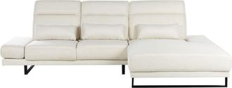 Beliani Left Hand Corner Sofa Polyester Upholstery Steel Legs Adjustable Armrests and Backrest Living Room Furniture Off-White Ikast