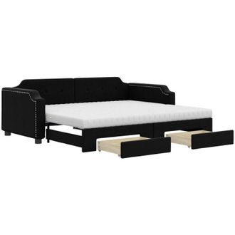 vidaXL Sof&aacute; Cama Nido Con Cajones Tela Negro 80x200 Cm Vidaxl