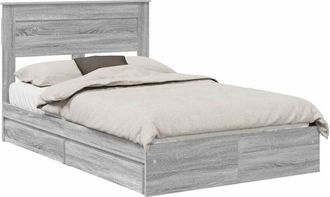 vidaXL Cama Con Almacenamiento Con Cabecera Gris Sonoma 135 X 190 Cm Vidaxl
