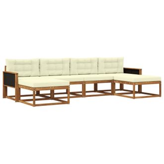 vidaXL Conjunto De Sof&aacute;s De Exterior Con Coj&iacute;n 6 Pcs Natural Y Crema Vidaxl