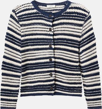 Vince Cardigan in cotone a righe traforato
