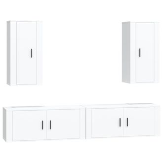 vidaXL Set Di Mobili Porta Tv 4 Pz Bianco In Legno Multistrato - Vidaxl