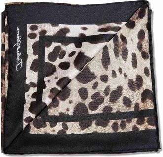 Dolce & Gabbana Womens Silk Scarf Leopard-Print Multicolour Scarfs