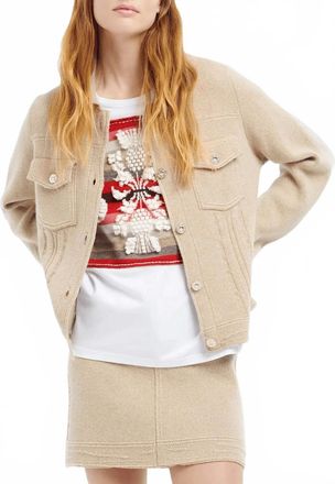 Barrie Long Sleeve Distressed Cardigan In Special Sand