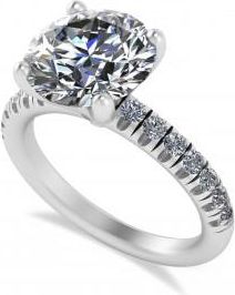 Allurez Round Moissanite Diamond Solitaire Engagement Ring 14K White Gold (3.92ct)