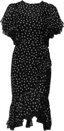 Dolce & Gabbana Polka Dot Chiffon Jurk met Kant - Dames - Casual kleedjes - Zwart - XS - Chiffon - Kleedjes