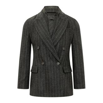 Brunello Cucinelli Dames, Jassen, Grijs, Maat: M Leer