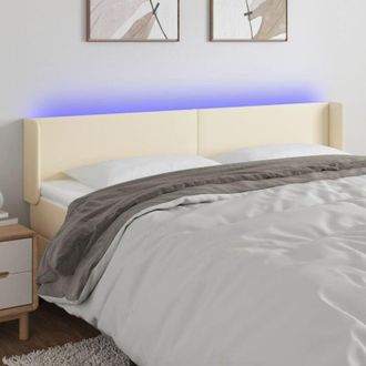 vidaXL Cabecero Con Led Cuero Sint&eacute;tico Crema 203x16x78/88 Cm Vidaxl