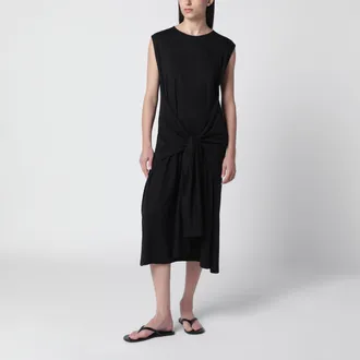 Toteme Abito lungo in jersey con cintura in cotone nero