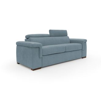Divani.Store Divani.store - Giunone Sof&aacute; Cama Convertible Con Colch&oacute;n De 18 Cm Y Reposacabezas Reclinables En Tejido Impermeable 220 Cm (mat. 140x197 Cm) Azul Clar