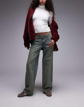 Levi's Jeans taglio largo a vita molto bassa color grunge sovratinti-Blu