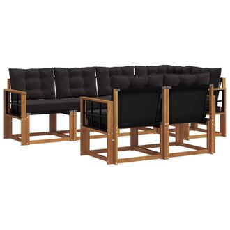 vidaXL Conjunto De Sof&aacute;s De Exterior Con Coj&iacute;n 7 Pcs Natural Y Negro Vidaxl