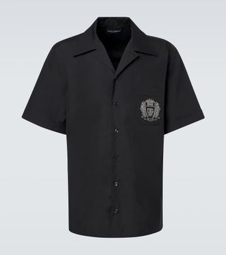 Dolce & Gabbana Camicia bowling in popeline di cotone con logo