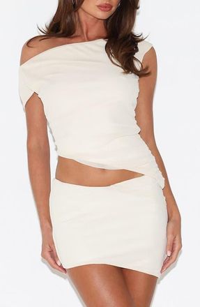 Tiger Mist Cobi Shimmer One-Shoulder Crop Top in White at Nordstrom, Size X-Large
