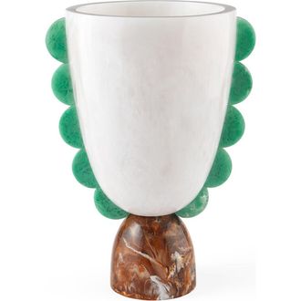 Jonathan Adler Como Scalloped Urn in White /Green /Brown at Nordstrom