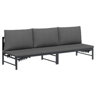 vidaXL Tumbona De Sol Para 3 Personas Negro 200 X 62 X 59,5 Cm Vidaxl