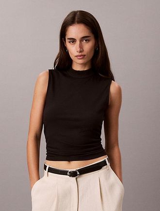 Calvin Klein Top Slim Sin Mangas De Canal&eacute;