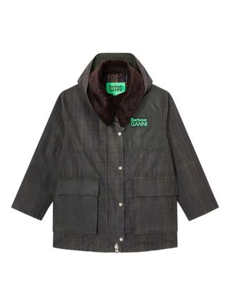 Ganni x Barbour corduroy-collar coat - Green