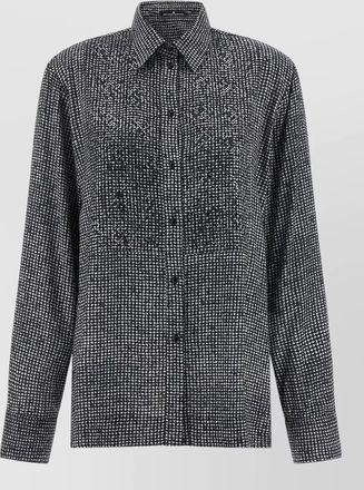Ermanno Scervino houndstooth long sleeve rhinestone shirt
