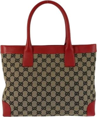 Gucci Pre-owned GG Canvas Tote Bag - Dames - Vintage Shopper - Rood - ONE Size - Leer - Vintage