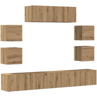 vidaXL Vidaxl - Mueble Para Tv De Pared Madera Contrachapada Artesanal 7 Piezas