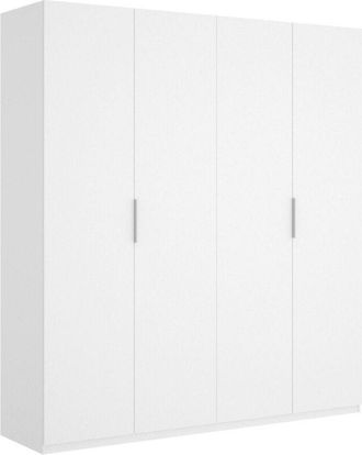 Dmora Dmora - Guardaroba Prado, Mobile appendiabiti per camera da letto, Armadio a 4 ante battenti, 180x52h204 cm, Bianco, con imballo rinforzato