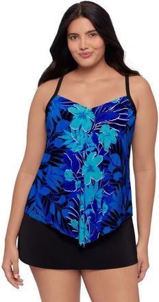 Trimshaper Hank Handkerchief Tankini Swimsuit Top in Tropic Zone at Nordstrom, Size 16