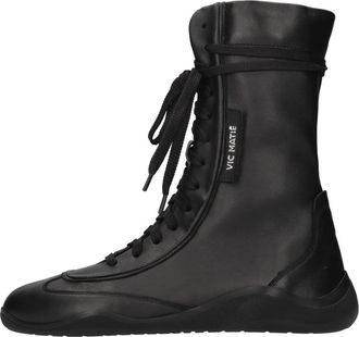 Vic Mati&eacute; Travel Enkellaarzen - Dames - Veterlaarzen - Zwart - 40 EU - Leer - Schoenen