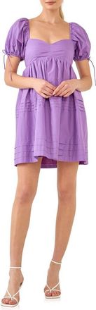 English Factory Pintuck Puff Sleeve Minidress in Purple at Nordstrom Rack, Size X-Small