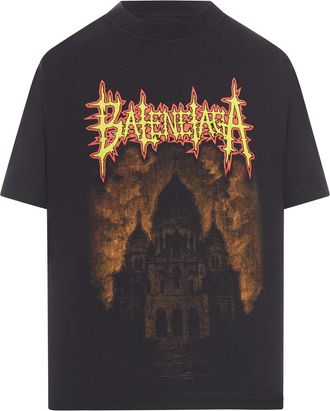 Balenciaga CREWNECK COTTON T-SHIRT WITH PRINT - Balenciaga - Woman