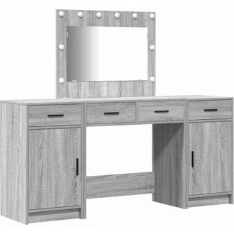 vidaXL Mesa de tocador 3 pcs Gris 40 x 41 x 75 cm Madera contrachapada Vidaxl