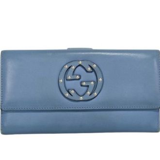 Gucci Blue Leather Long Wallet (Bi-Fold) (Pre-Owned)