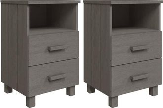 vidaXL Mesitas noche 2 uds hamar pino macizo gris claro 40x35x62 cm Vidaxl