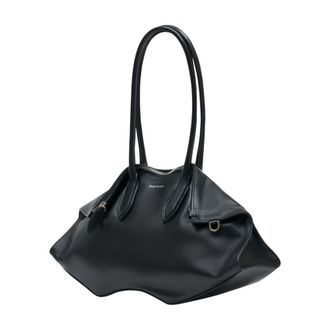 Alexander McQueen Womens Manta Shoulder Bag Black Calfskin