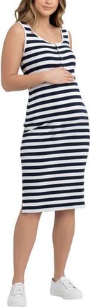 Ripe Lee Button Down Rib Dress in Navy /White at Nordstrom, Size X-Large Au