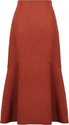 Agnona Womens Red A-Line Midi Skirt Silk