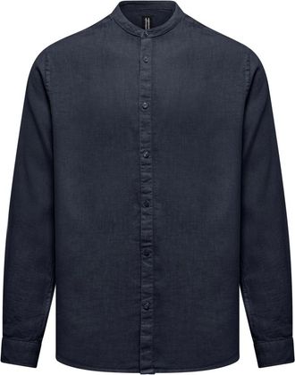 Bomboogie Camicia regular fit in lino fiammato-NAVY Blue-L - - Shirts - Uomo - Blu - S